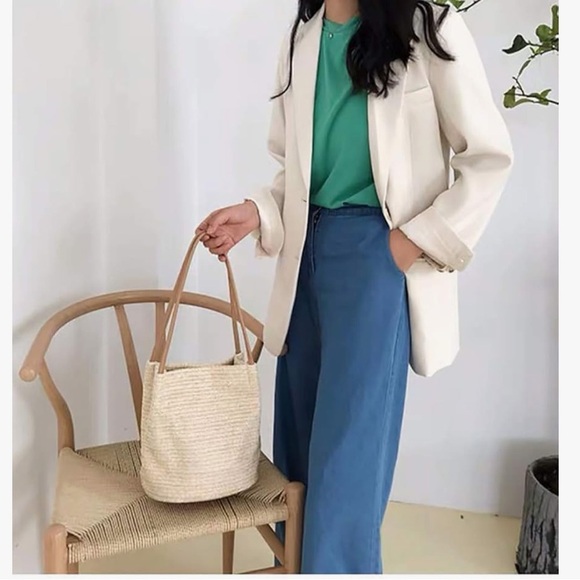 Straw Bucket Shoulder Summer Bag - Picture 2 of 10